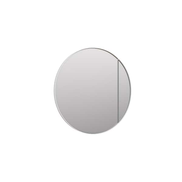 Glass Warehouse Juno 28 in. W x 28 in. H Round White Recessed/Surface Mount Medicine Cabinet with Mirror in White Finish