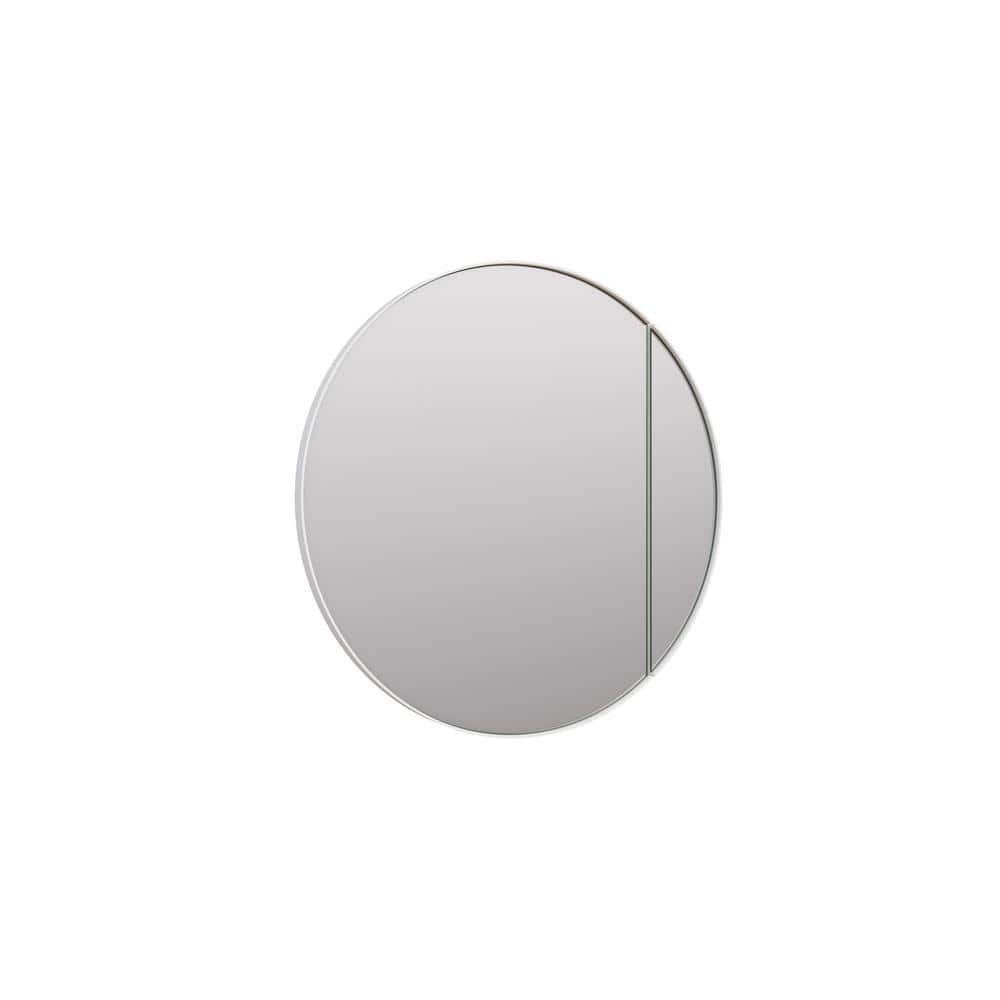 White Round Steel Framed Medicine Cabinet with Mirror