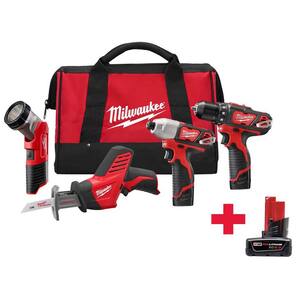 M12 12V Lithium-Ion Cordless Combo Tool Kit (4-Tool) W/ M12 6.0Ah Battery