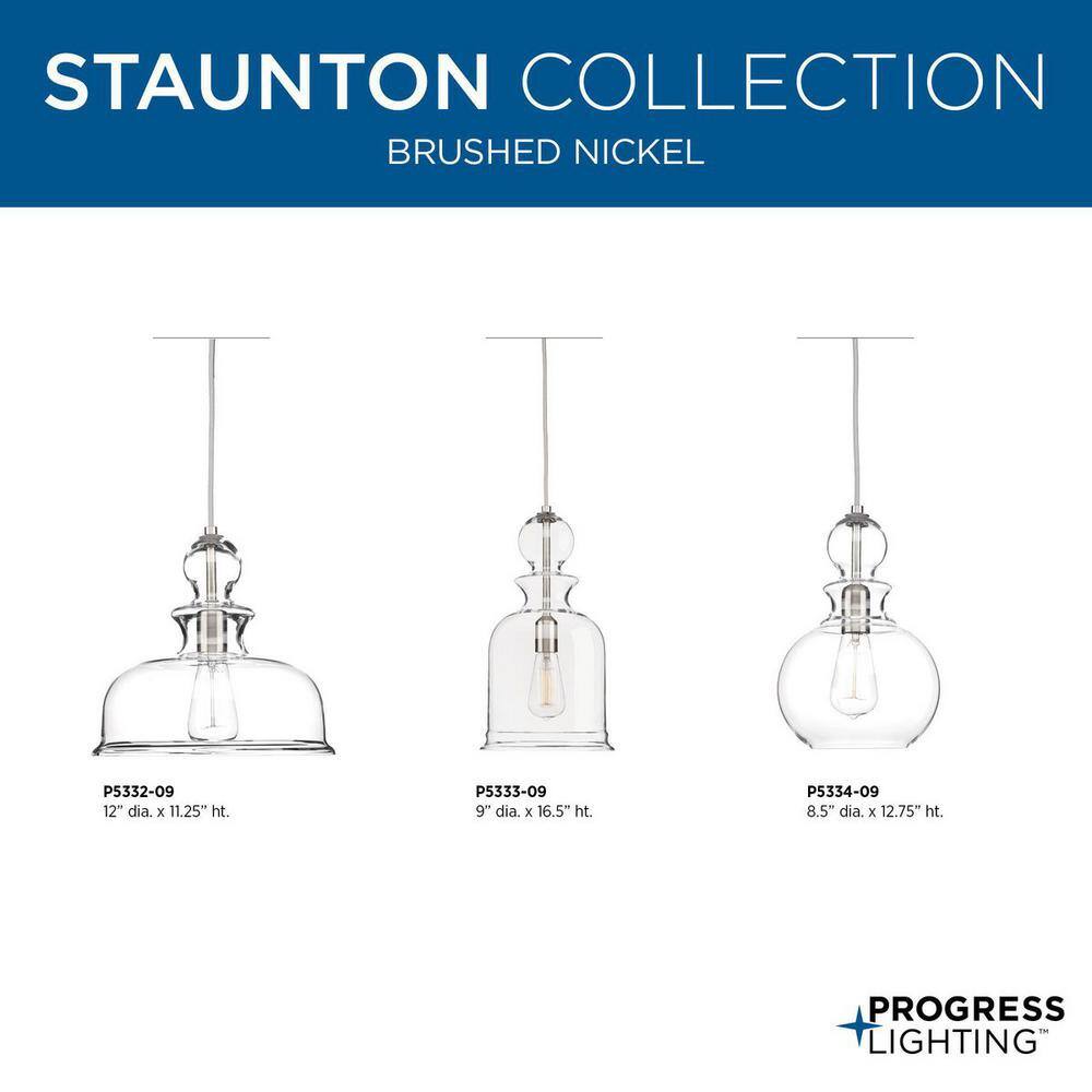 Staunton Brushed Nickel 15'' Modern Pendant Light with Clear Glass Shade