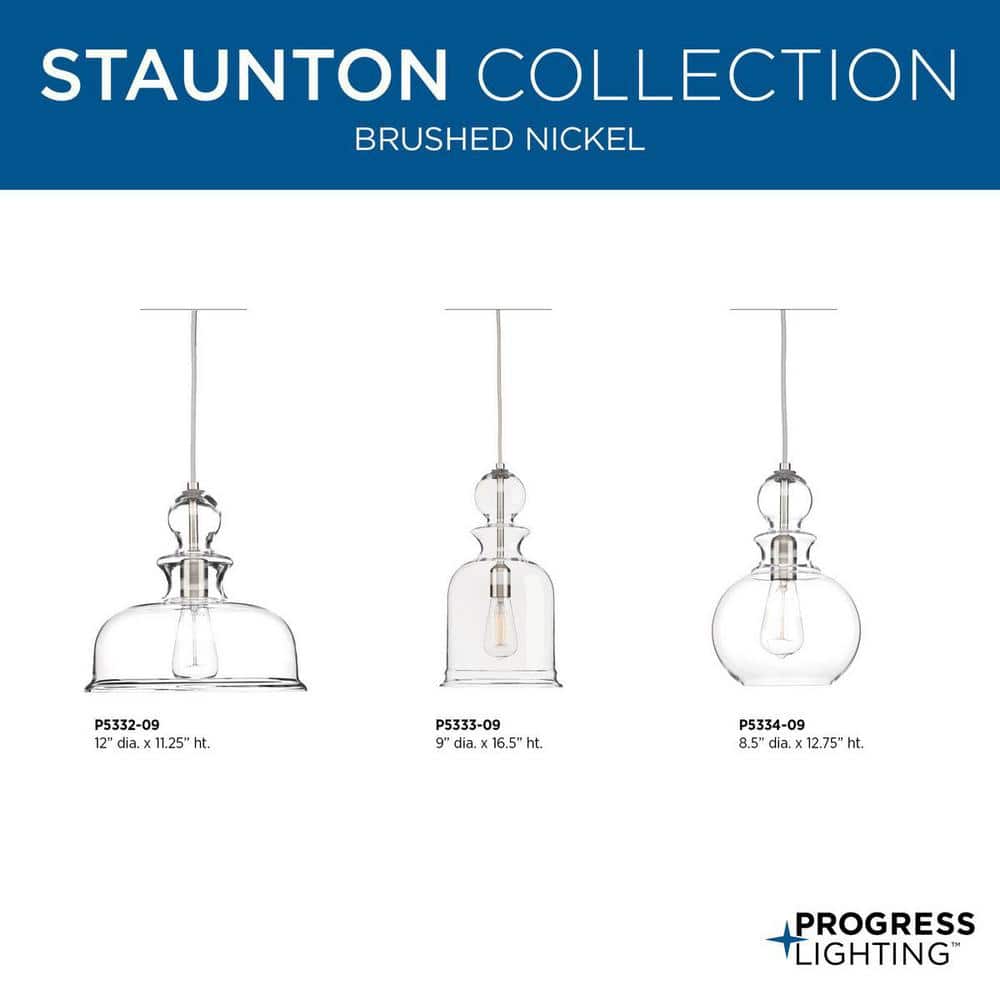 Staunton 20" Brushed Nickel & Clear Glass Drum Pendant Light