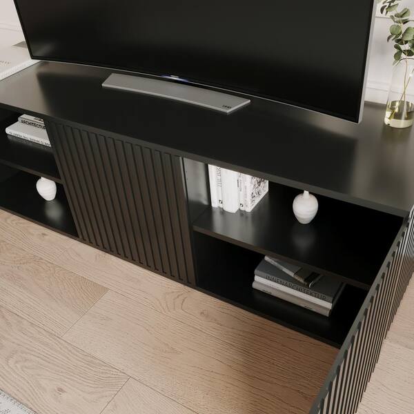 Nexera Trelisse Black 60 in. TV Stand Fits TVs Upto 70 in. with 3