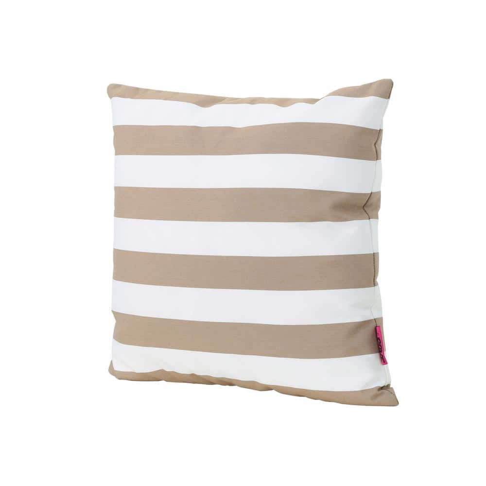18 in. W x 18 in. H Brown Stripe Outdoor Throw Pillow, Water Resistant Lumb