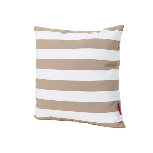 Unbranded 18 in. W x 18 in. H Brown Stripe Outdoor Throw Pillow, Water Resistant Lumbar Pillow (2-Pack)