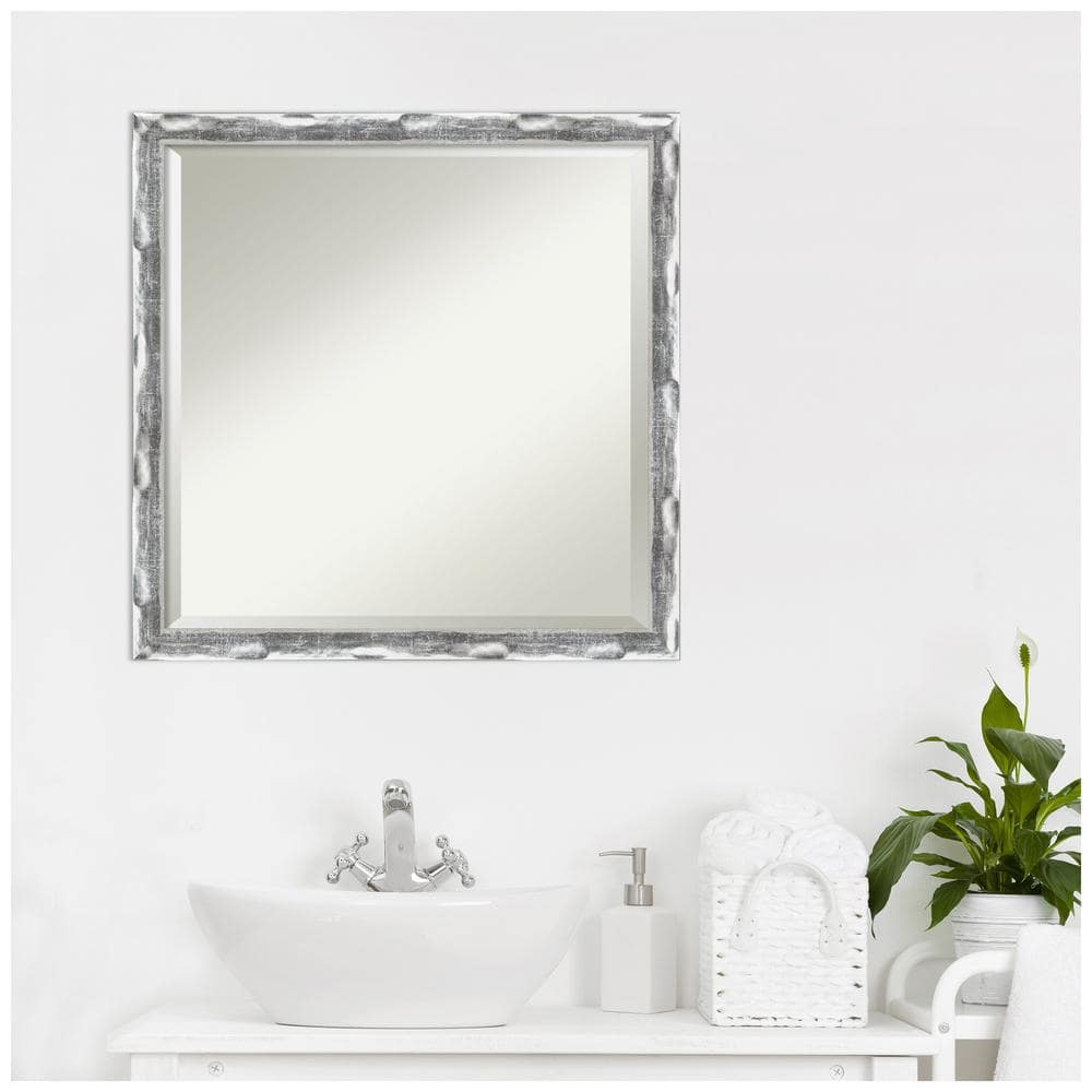 Rectangular Silver Beveled Bathroom Vanity Mirror