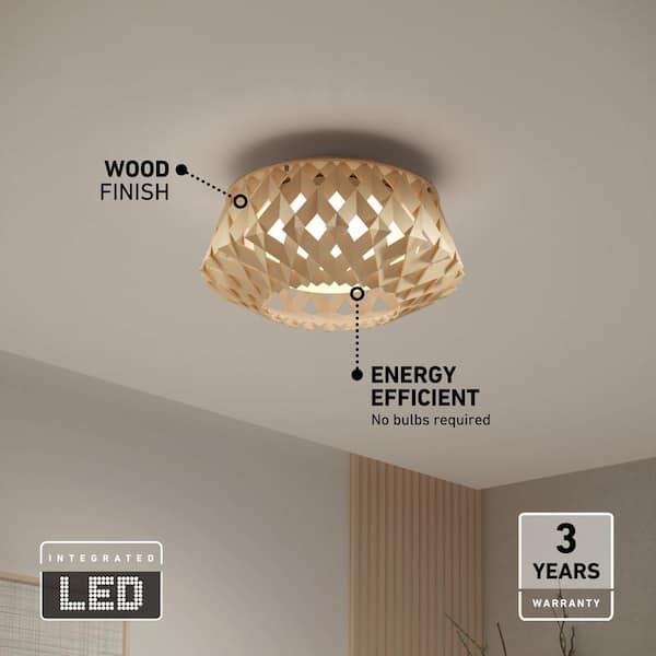 Artika Kiran 13 in. 1 Light Wood Painted 5CCT Integrated