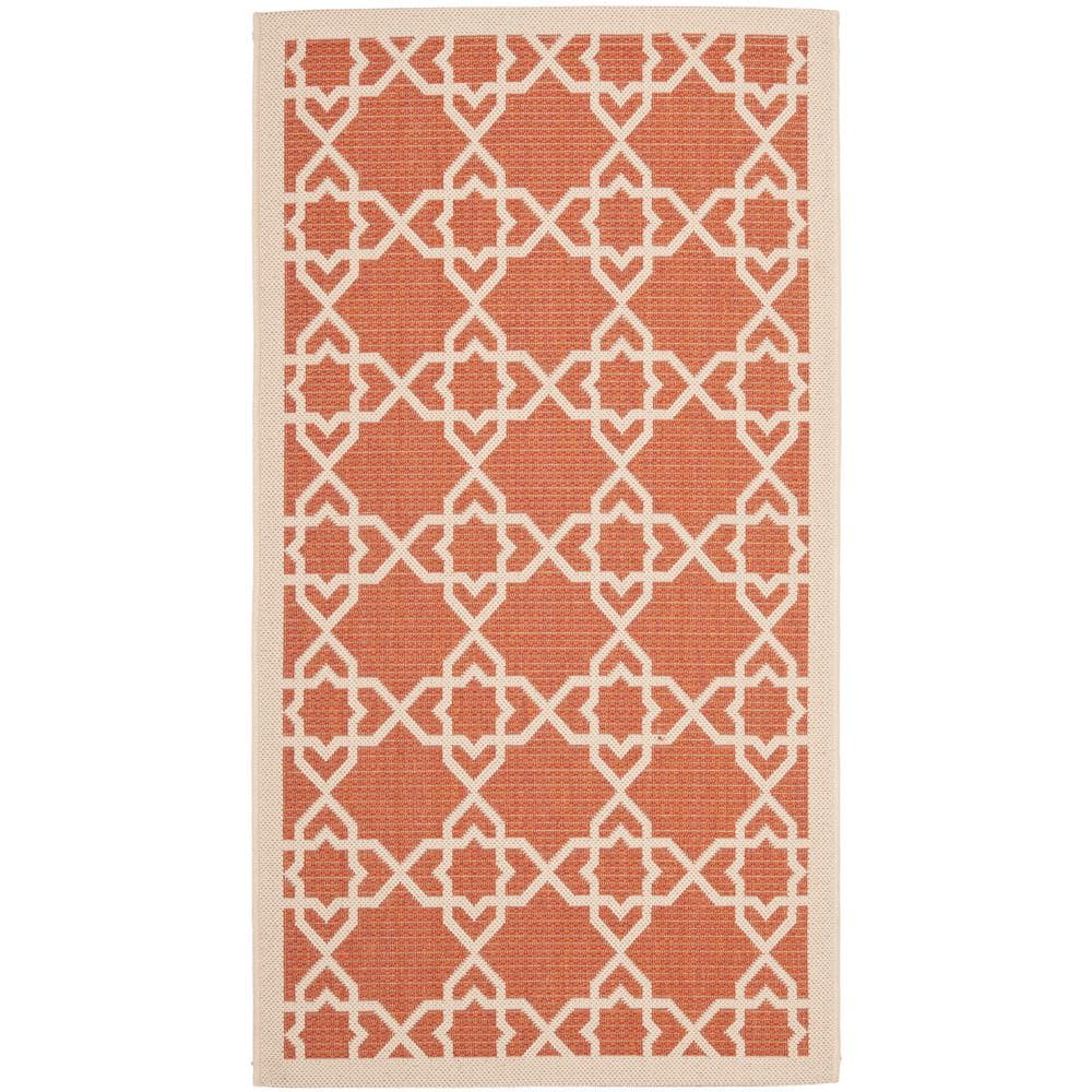 Terracotta Red 24" Easy-Care Synthetic Rectangular Rug