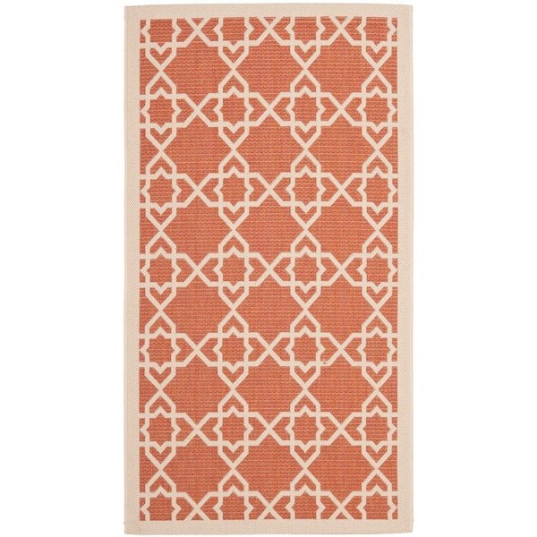Courtyard Terracotta/Beige Doormat 2 ft. x 4 ft. Border Indoor/Outdoor Patio Area Rug