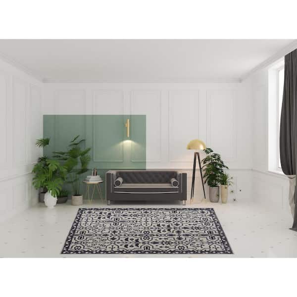 8 ft. x 10 ft. Gray Floral Area Rug