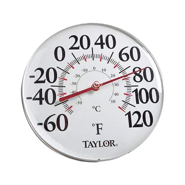 Taylor Analog Thermometer with 12 in. Bold Metal Dial Display