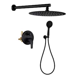 Single Handle 5-Spray High Pressure Shower Faucet with 12 in. Rain Shower Head in Black (Valve Included)