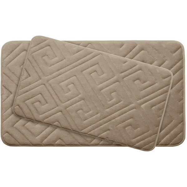 BounceComfort Caicos Linen 20 in. x 32 in. Memory Foam 2-Piece Bath Mat Set