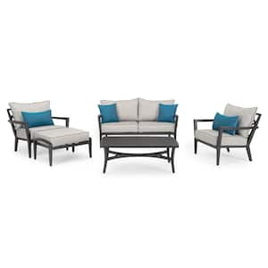 Venetia 5-Piece Aluminum Patio Conversation Seating Set with Sunbrella Gray Cushions