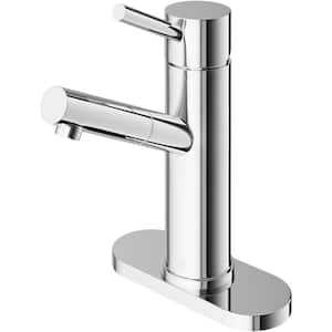 Noma Single Handle Single-Hole Bathroom Faucet Set with Deck Plate in Chrome