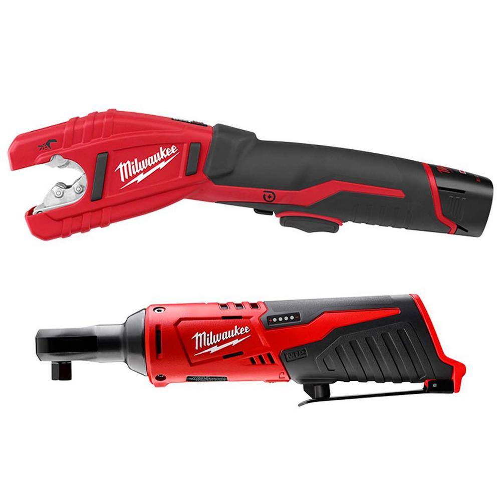 Milwaukee M12 12V Lithium-Ion Cordless Copper Tubing Cutter Kit with 1.5 Ah Battery, Charger and Hard Case w/M12 3/8 in. Ratchet