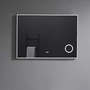 Illuminate 42 in. W x 30 in. H Large Rectangular Aluminum Framed Wall Bathroom Vanity Mirror in Glass