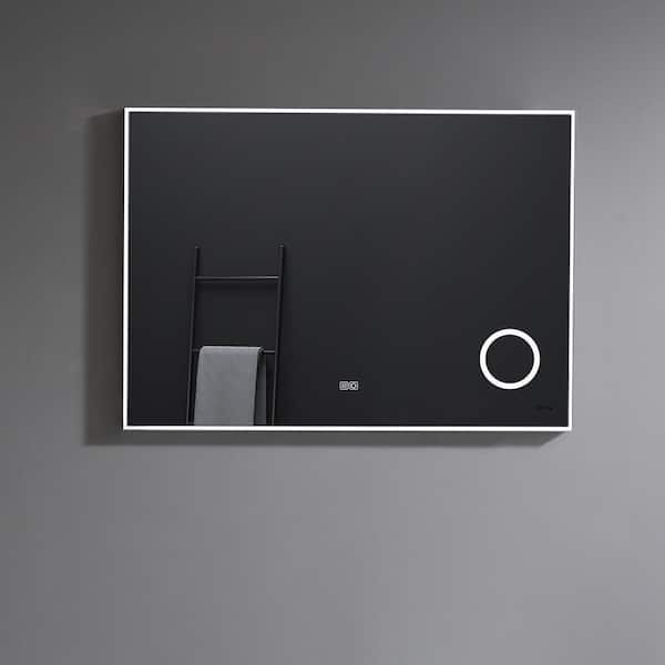 Eviva Illuminate 42 in. W x 30 in. H Large Rectangular Aluminum Framed Wall Bathroom Vanity Mirror in Glass