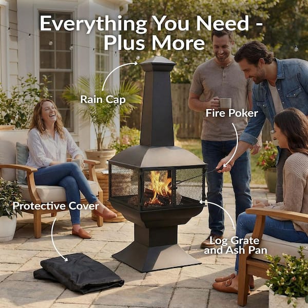 Sunnydaze 57 in. Black Steel Outdoor Wood Burning Fire Pit