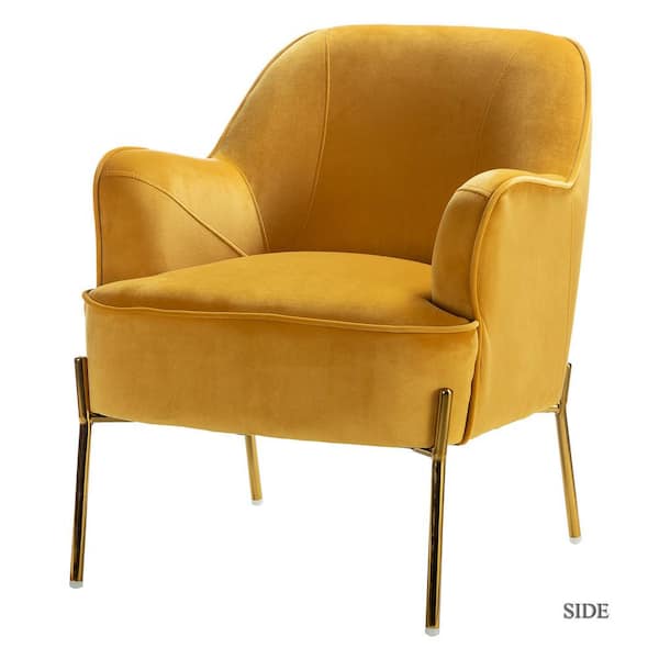 JAYDEN CREATION Nora Modern Mustard Velvet Accent Chair with JAYDEN CREATION Nora Modern Mustard Velvet Accent Chair with