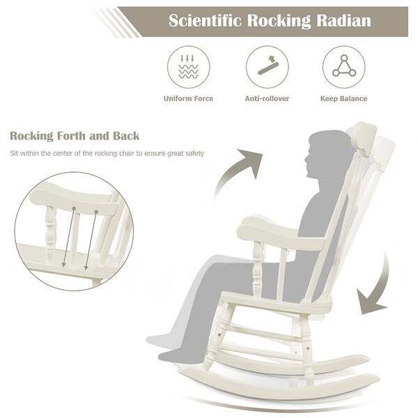 Costway White Wood Indoor Outdoor Rocking Chair Rocker QD-64-A4 