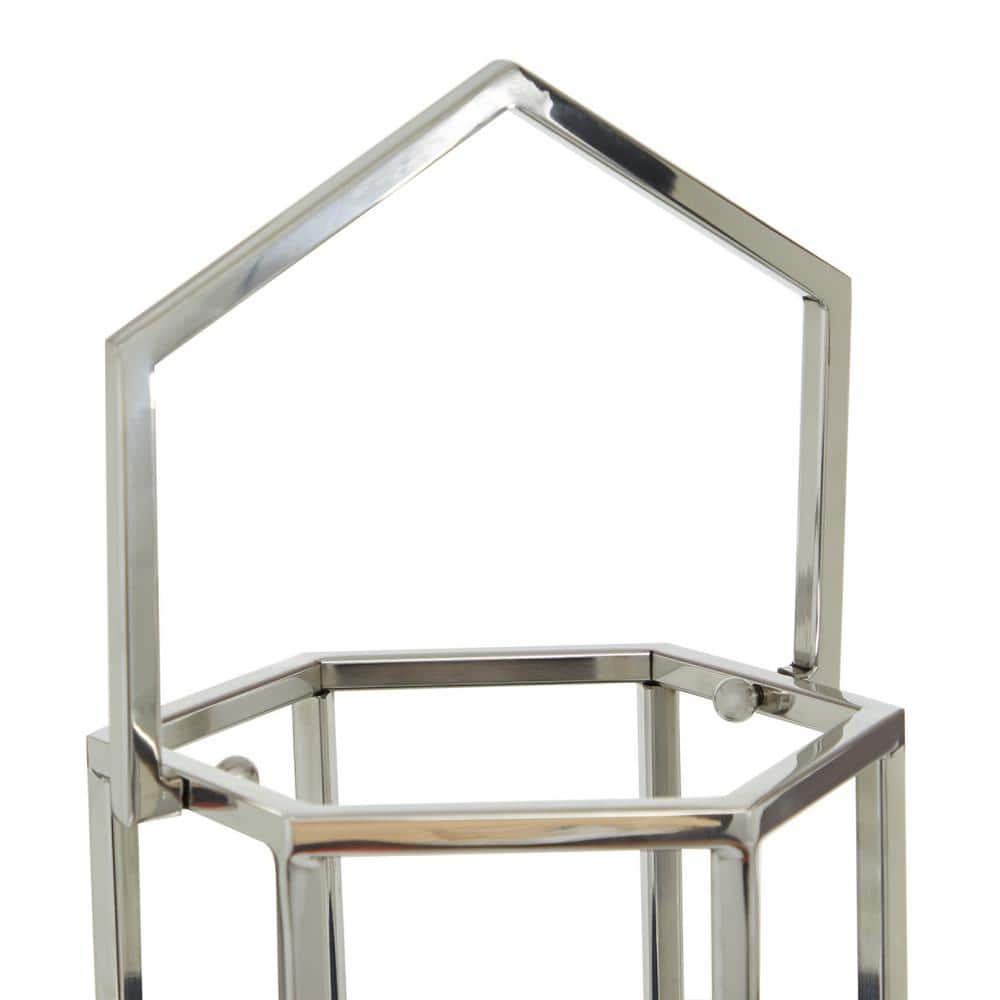 Elegant Silver Stainless Steel Hanging Candle Lantern