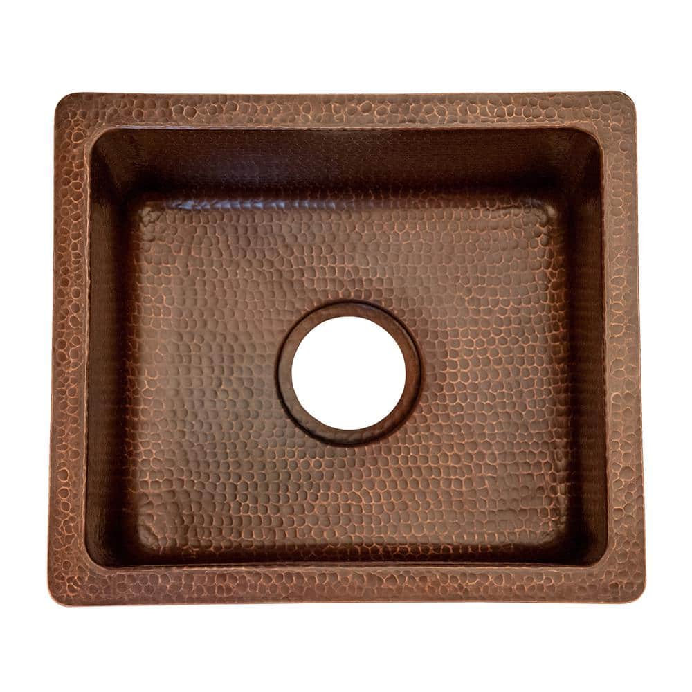 16" Rectangular Hammered Copper Bar Sink in Oil Rubbed Bronze
