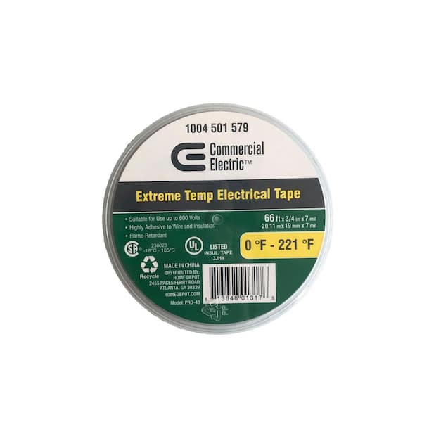 Commercial Electric 3/4 in. x 66 ft. Weather Resistant Electrical Tape, Black