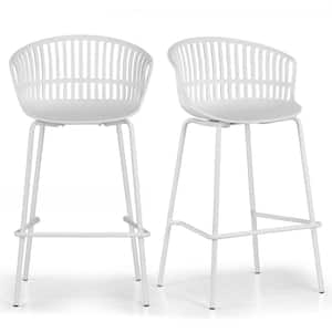 Basia 26 in. White Metal Counter Stool with Plastic Seat 2 (Set of Included)