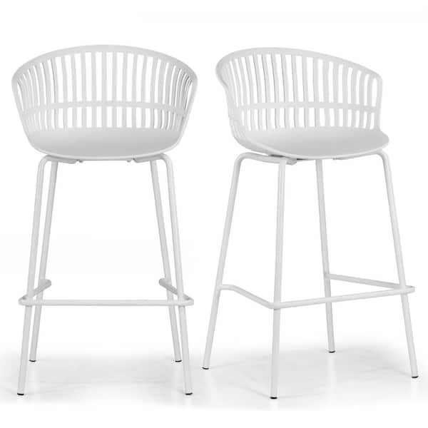 Basia 26 in. White Metal Counter Stool with Plastic Seat 2 (Set of Included)