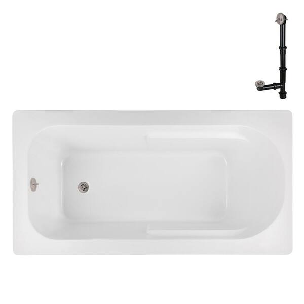 Streamline N-4300-742-BNK 66 in. x 34 in. Rectangular Acrylic Soaking Drop-In Bathtub, with Reversible Drain in Brushed Nickel