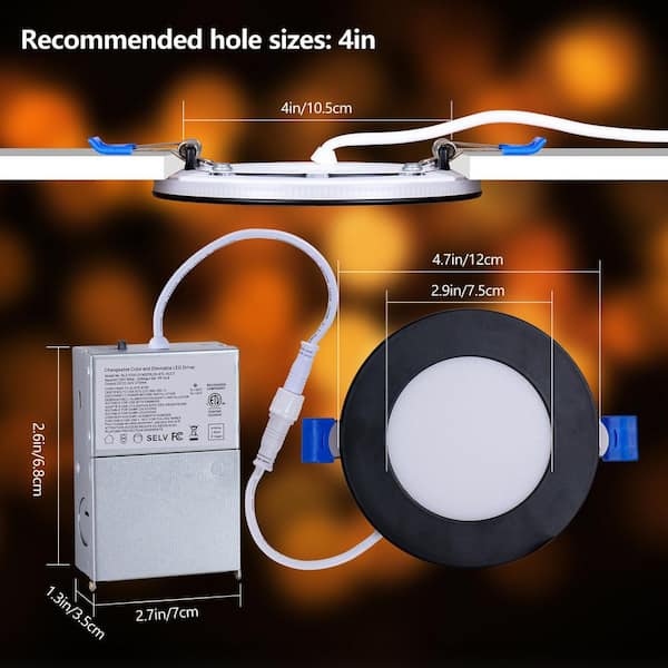 MENCOLULU 6-pack 5 in. Modern Black Dimmable LED Recessed Lights