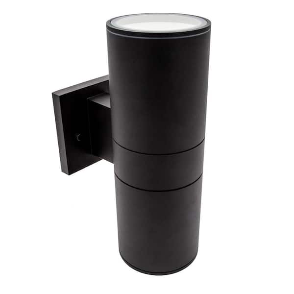 Maxxima Black LED Outdoor Wall Cylinder Light with Up and Down Sconce Light