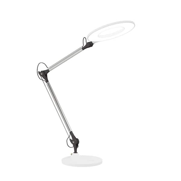 barijera ja širina  Lavish Home 17 in. Metal Silver Swing Arm Architect LED Desk Lamp with Ring  Light-HW1000080 - The Home Depot