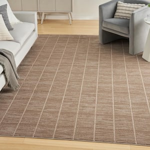 Serenity Home Mocha Ivory 5 ft. x 7 ft. Linear Contemporary Area Rug