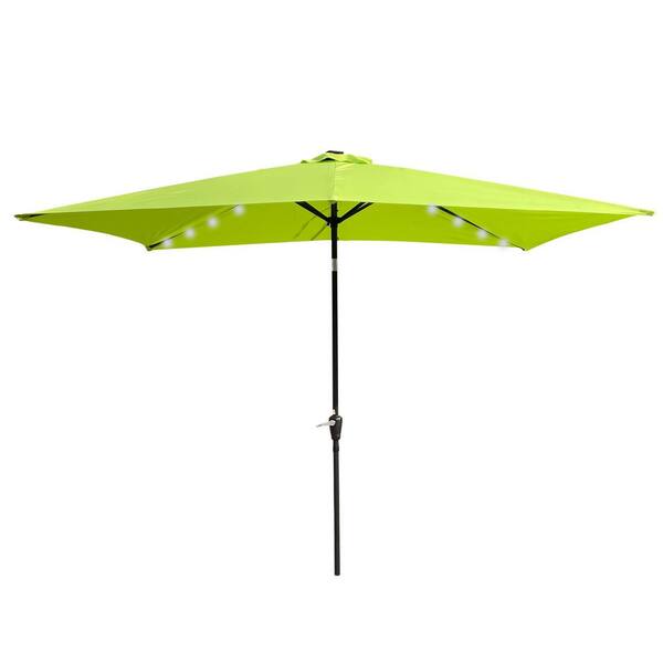 lime green patio umbrella with solar lights