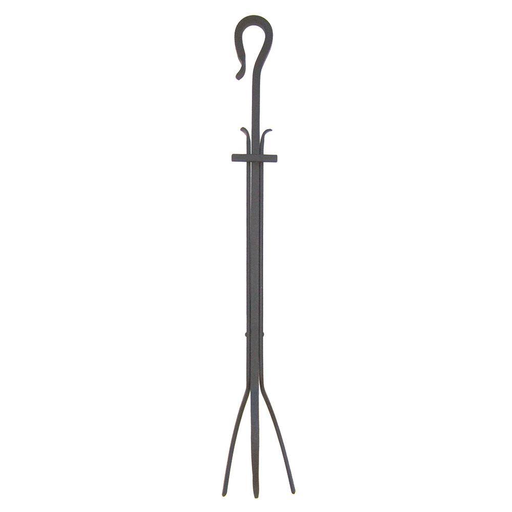 Graphite Gray Wrought Iron Shepherd's Hook Fireplace Tongs