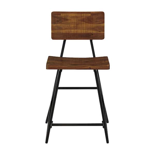 TRESTLE 23.75 in. Reclaimed Brown/Gun Metal Wood Counter Stool