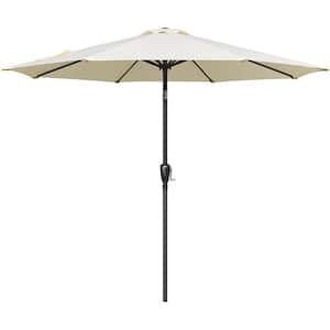 9 ft. Outdoor Market Table Patio Umbrella with Button Tilt, Crank and 8-Sturdy Ribs for Garden, Beige