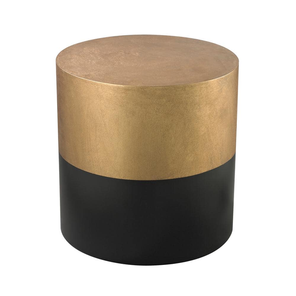 Nicolet 16 in. Antique Gold Leaf Round Wood Accent Table