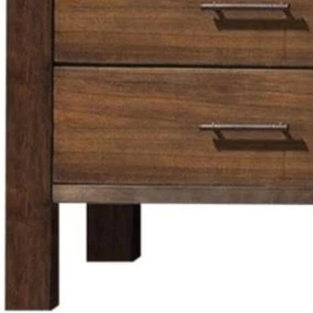 Oak Brown 5-Drawer Vertical Chest with Dovetail Drawers
