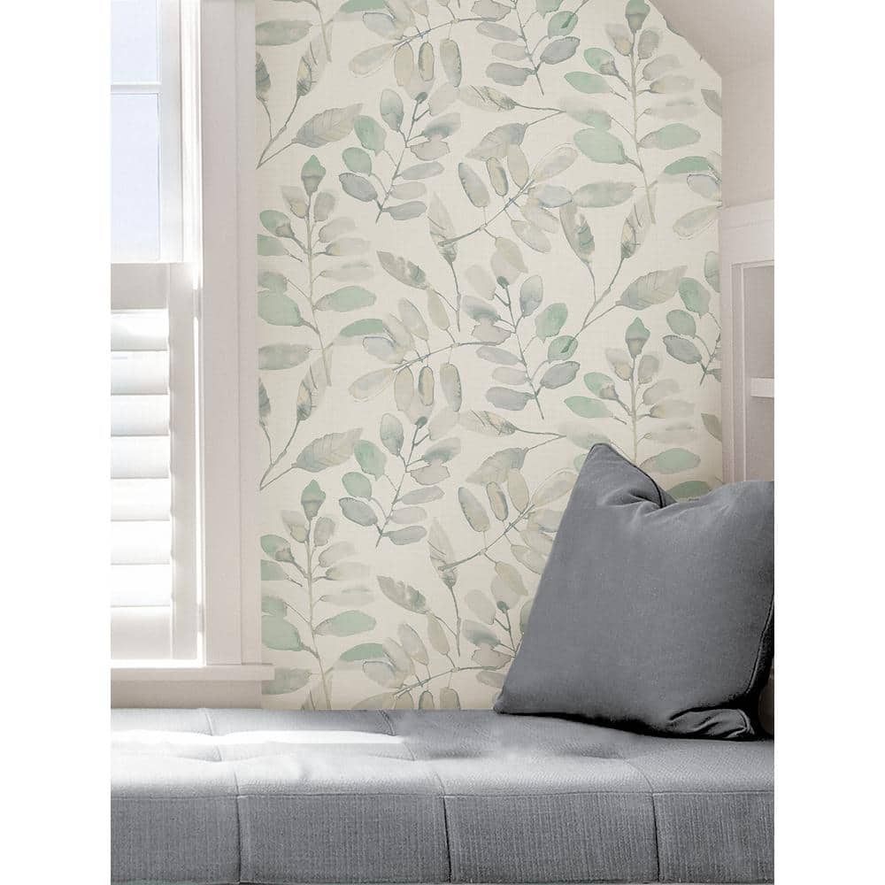 White and Off-White 3D Botanical Peel and Stick Wallpaper