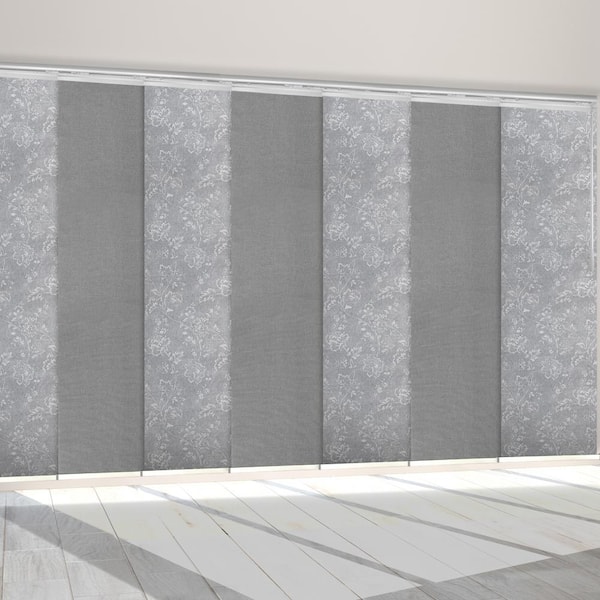 EMOH Storm Blossom 110 in. - 153 in.W x 94 in. L Adjustable 7-Panel Satin Nickel Single Rail Panel Track with 23.5 in. Slates