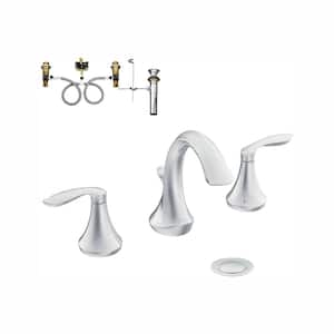 Eva 8 in. Widespread 2-Handle Bathroom Faucet Trim Kit in Chrome (Valve Included)