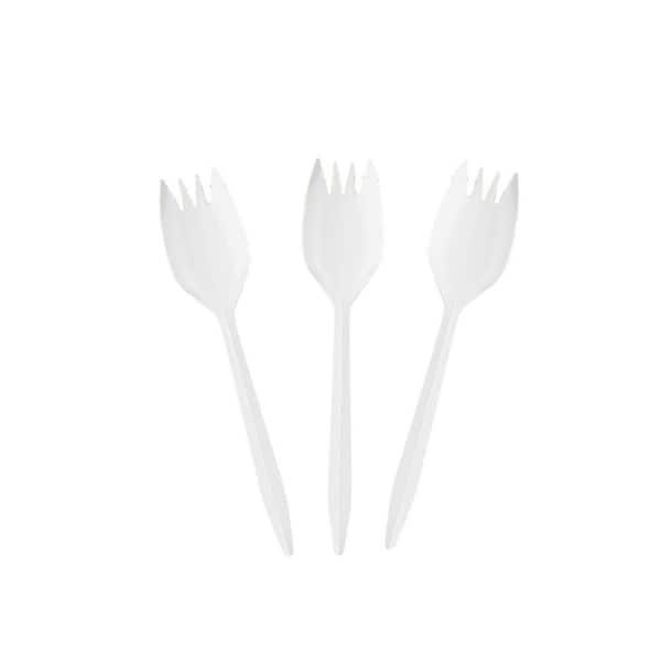 White White Disposable Plastic Sporks Disposable Tableware 1000 Per Case for Takeout Family Gatherings