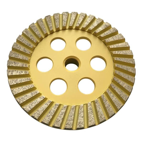 EDiamondTools 5 in. Granite or Concrete, Turbo Rim Diamond Blade Grinding Wheel, 60/80 Grit, Medium/Fine Grit, 5/8 in. 11 Arbor