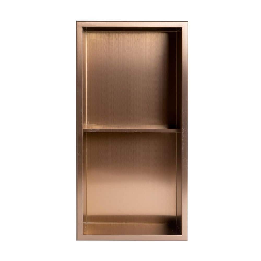 Brushed Copper Stainless Steel Double Shelf Shower Niche