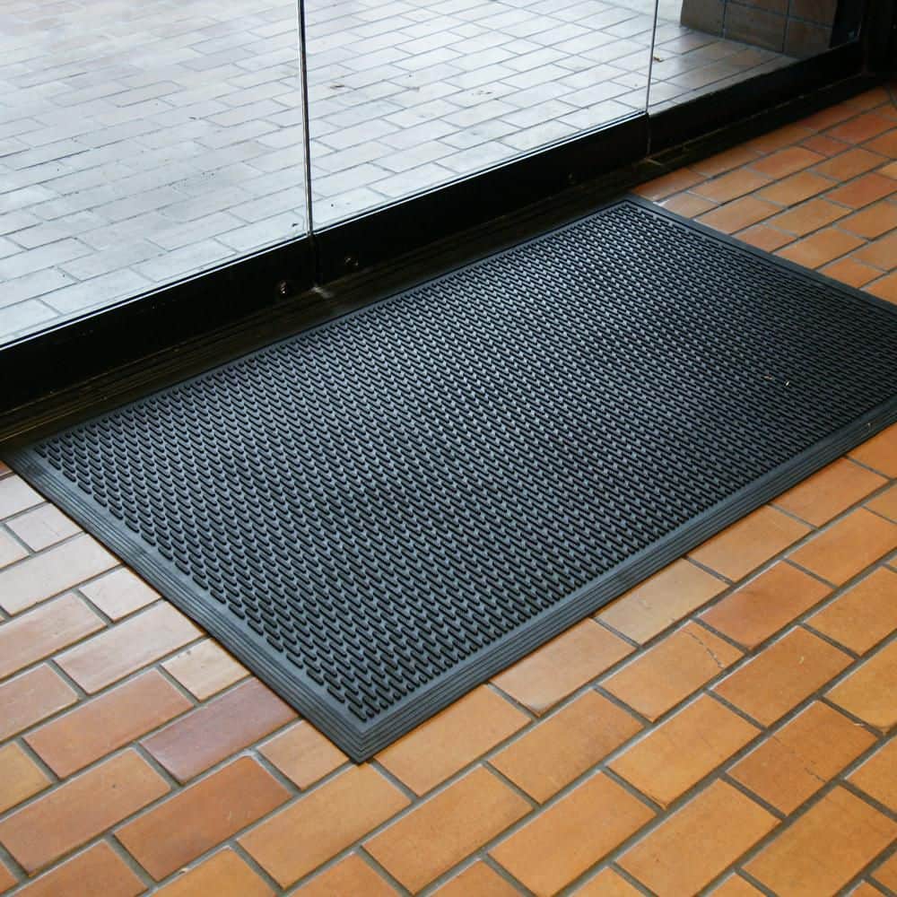 Black Rubber Outdoor Anti-Slip Entrance Door Mat 36" x 60"