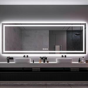 110 in. W x 40 in. H Rectangular Frameless LED Light Anti-Fog Wall Bathroom Vanity Mirror with Backlit and Front Light