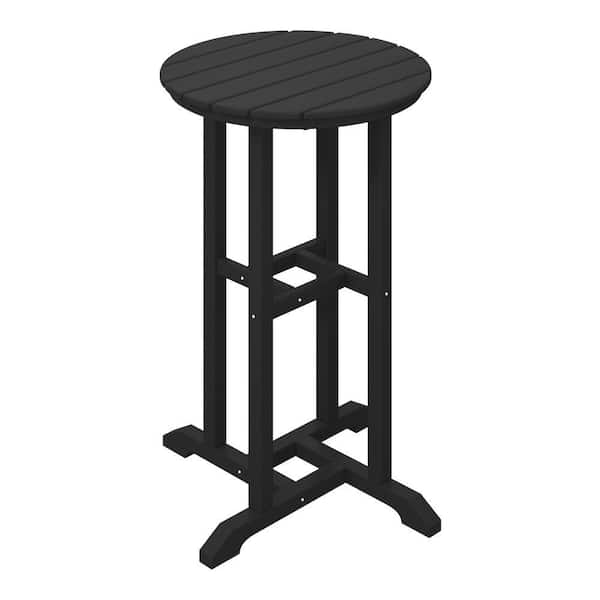 Laguna 24 in. Round Outdoor Dining HDPE Plastic Counter Height Bistro Table in Black