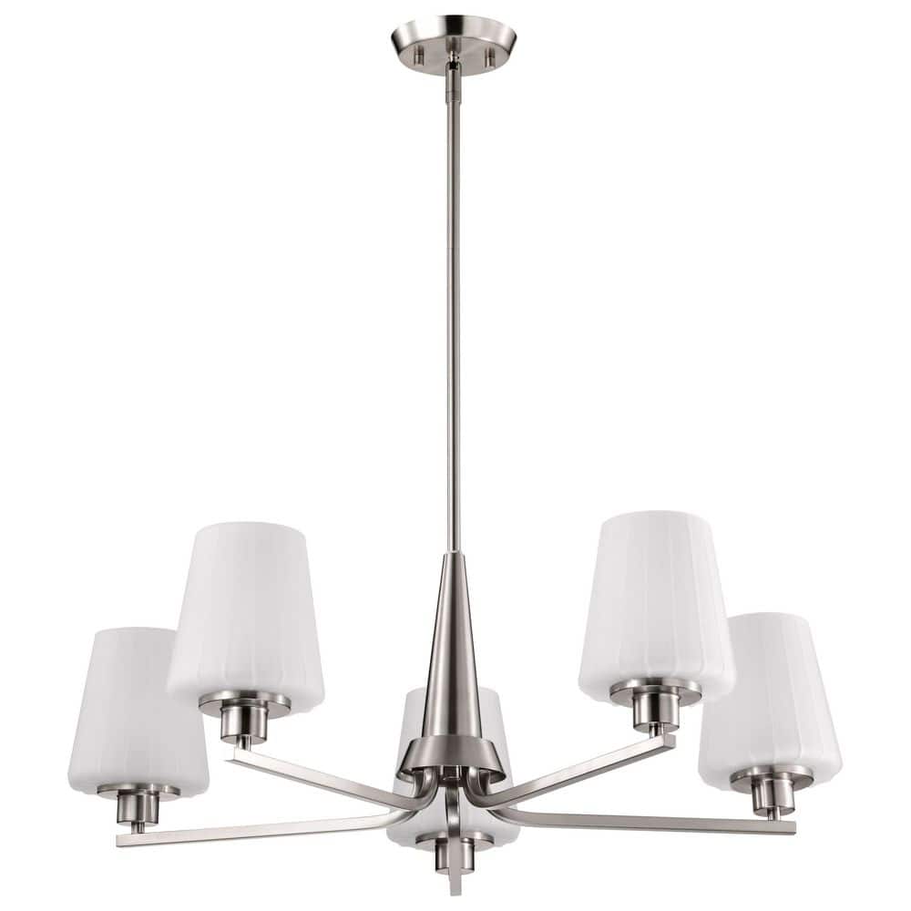 Lune 5-Light Brushed Nickel Traditional Chandelier with Etched White Glass Shades price history on PriceWatchPro